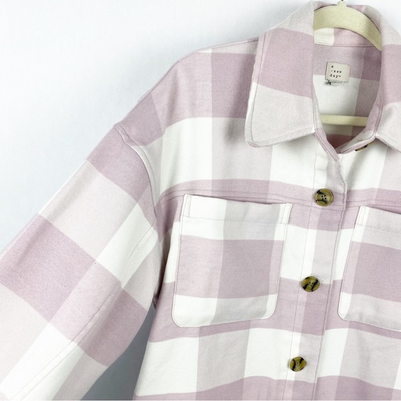 A New Day Women’s Belted Shirt Jacket Shacket Pink Check Plaid Size Large - Picture 4 of 9